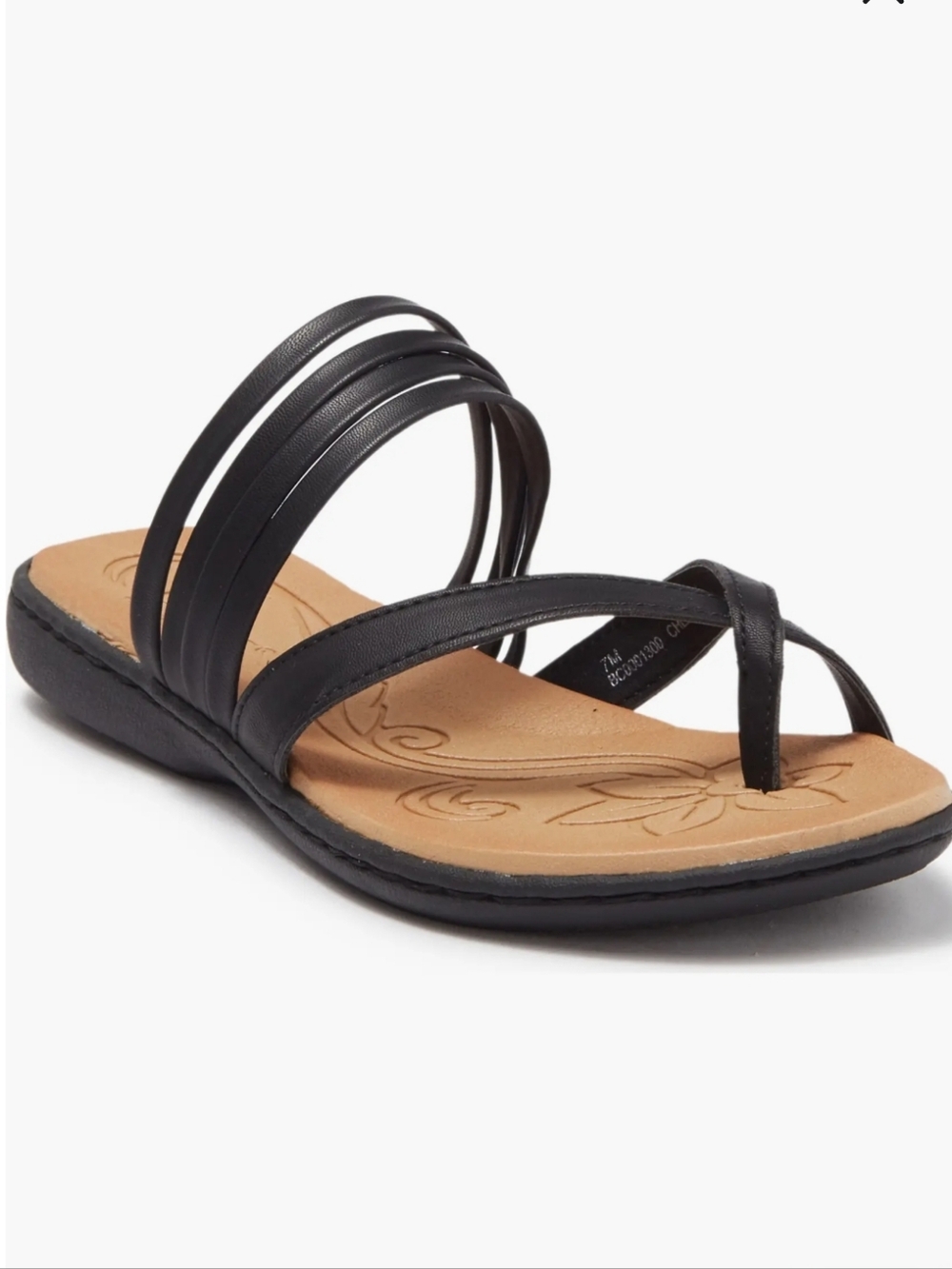 b.o.c. Born Concept Women's Alisha Slide Sandal Black Multi-Strap Toe Sz 11M